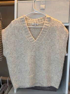 Madewell Cream V-Neck Sweater Vest